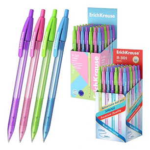 ErichKrause R-301 Matic Spring Boligrafo Retractil - Modelos Surtidos - Trazo 0.35mm - Color Azul