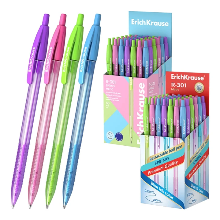 ErichKrause R-301 Matic Spring Boligrafo Retractil - Modelos Surtidos - Trazo 0.35mm - Color Azul 1