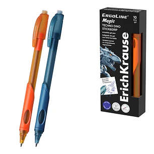 ErichKrause ErgoLine Magic Stick and Grip Techno Dino Boligrafo Borrable - Modelos Surtidos - Trazo 0.4mm - Tinta de Gel - Resistente al Agua - Zona d
