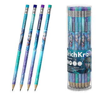 ErichKrause Aquamarine Lapiz de Grafito con Goma de Borrar - Mina HB - Cuerpo Redondo - Plastico - Agarre Ergonomico - Colores Surtidos