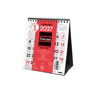 Finocam Neutro Calendario de Sobremesa en Catalan - Anual 2027 - Mes Vista - Formato XS - 140x150mm - Espiral Doble - Papel de 120g/m2 - Numeros Grand