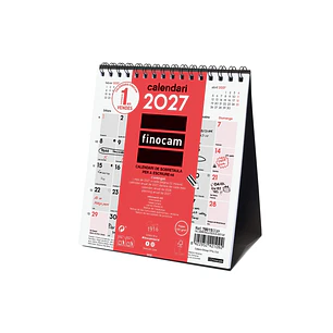 Finocam Neutro Calendario de Sobremesa en Catalan - Anual 2027 - Mes Vista - Formato XS - 140x150mm - Espiral Doble - Papel de 120g/m2 - Espacio para 
