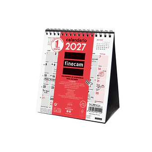 Finocam Neutro Calendario de Sobremesa - Anual 2027 - Mes Vista - Formato XS - 140x150mm - Espiral Doble - Papel de 120g/m2 - Espacio para Escribir - 