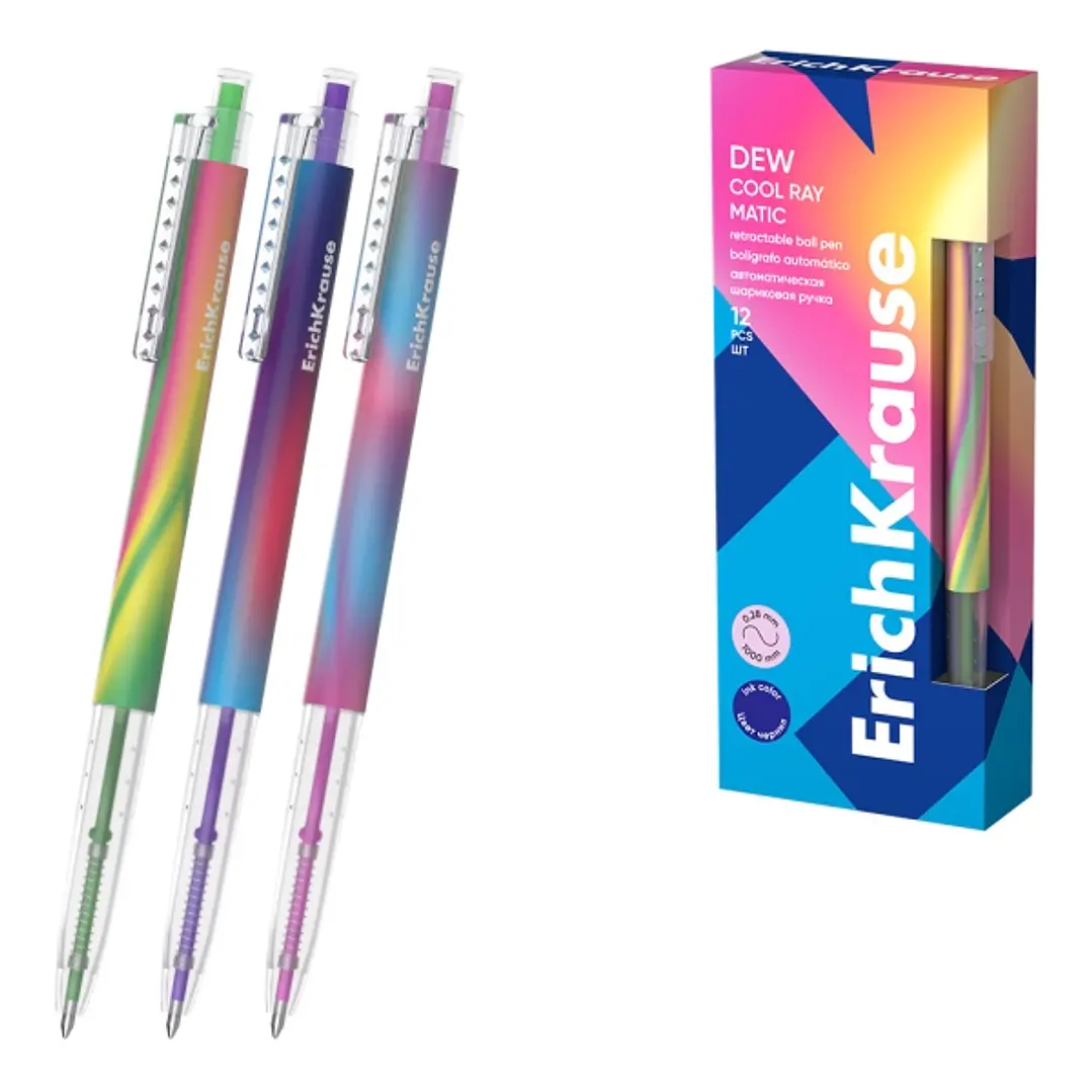 ErichKrause Dew Matic Cool Ray Boligrafo Retractil - Modelos Surtidos - Trazo 0.28mm - Color Azul 1