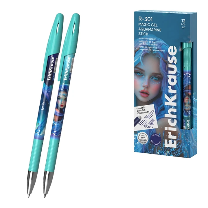 ErichKrause R-301 Magic Gel Stick Aquamarine Boligrafo Borrable - Modelos Surtidos - Trazo 0.4mm - Tinta de Gel - Resistente al Agua - Secado Rapido - 1