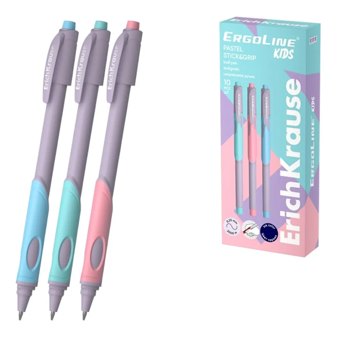 ErichKrause ErgoLine Kids Boligrafo Retractil - Modelos de Cuerpo Surtidos - Trazo 0.25mm - Color Azul 1