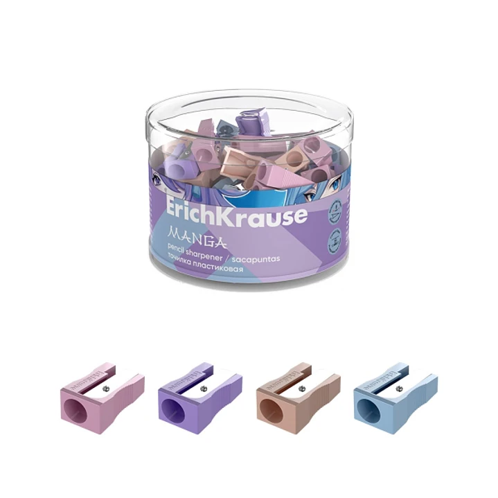 ErichKrause EasySharp Manga Sacapuntas de Plastico - Cuchilla Niquelada de Acero al Carbono - Orificio de 8mm - Colores Surtidos 1