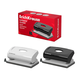 ErichKrause Elegance Classic Perforadora de Papel - Perfora hasta 10 Hojas - Barra Guia con Marcas de Formato - Bandeja - Base de Plastico Antidesliza