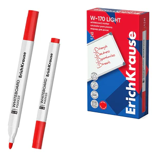 ErichKrause W-170 Light Rotulador para Pizarra Blanca - Facil de Borrar - Punta Conica - Trazo de 2.5mm - Secado Rapido - Cuerpo Triangular - Color Ro