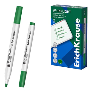 ErichKrause W-170 Light Rotulador para Pizarra Blanca - Facil de Borrar - Punta Conica - Trazo de 2.5mm - Secado Rapido - Cuerpo Triangular - Color Ve