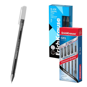 ErichKrause G-Ice Stick Original Boligrafo con Capuchon - Punta de 0.5mm - Trazo 0.4mm - Tinta de Gel - Resistente al Agua - Secado Rapido - Tapa Vent