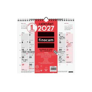 Finocam Neutro Calendario de Pared en Catalan - Anual 2027 - Mes Vista - Formato M - 265x245mm - Espiral Doble - Papel de 120g/m2 - Espacio para Escri