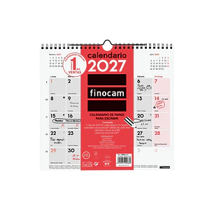 Finocam Neutro Calendario de Pared - Anual 2027 - Mes Vista - Formato M - 265x245mm - Espiral Doble - Papel de 120g/m2 - Espacio para Escribir - Color