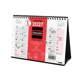 Finocam Neutro Calendario de Sobremesa en Catalan - Anual 2027 - Mes Vista - Formato S - 210x150mm - Espiral Doble - Papel de 120g/m2 - Espacio para E