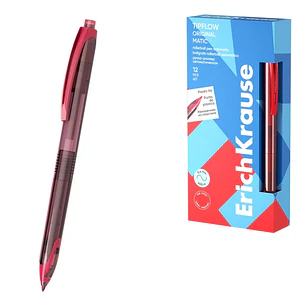 ErichKrause TipFlow Matic Original Boligrafo Retractil - Punta de 0.5mm - Cuerpo Transparente - Trazo 0.4mm - Color Rojo