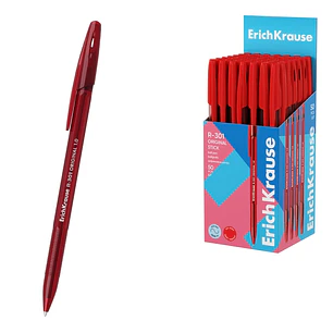 ErichKrause R-301 Stick Original Boligrafo con Capuchon - Punta de 1.0mm - Cuerpo Transparente - Trazo 0.5mm - Tinta de Secado Rapido - Tapa Ventilada