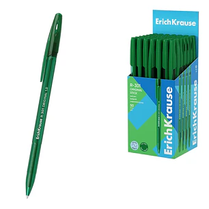 ErichKrause R-301 Stick Original Boligrafo con Capuchon - Punta de 1.0mm - Cuerpo Transparente - Trazo 0.5mm - Tinta de Secado Rapido - Tapa Ventilada
