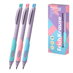 ErichKrause ErgoLine Kids Pastel Portaminas - Mina HB de 2.0mm - Sacapuntas Integrado - Ergonomico - Colores Surtidos