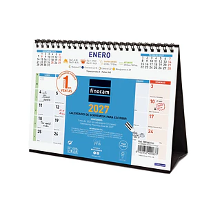 Finocam Color Calendario de Sobremesa - Anual 2027 - Mes Vista - Formato S - 210x150mm - Espiral Doble - Papel de 120g/m2 - Espacio para Escribir - Co