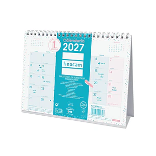 Finocam Trendy Chic Calendario de Sobremesa - Anual 2027 - Mes Vista - Formato S - 210x150mm - Espiral Doble - Papel de 120g/m2 - Espacio para Escribi