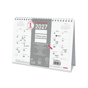 Finocam Trendy Chic Calendario de Sobremesa - Anual 2027 - Mes Vista - Formato S - 210x150mm - Espiral Doble - Papel de 120g/m2 - Espacio para Escribi