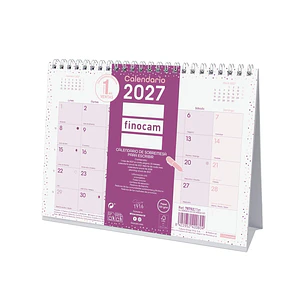 Finocam Trendy Chic Calendario de Sobremesa - Anual 2027 - Mes Vista - Formato S - 210x150mm - Espiral Doble - Papel de 120g/m2 - Espacio para Escribi