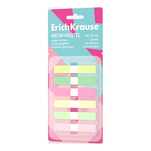 ErichKrause Neon+Pastel Pack de 6 Blocs de 20 Marcadores de Pagina - Reposicionables - Plastico - 8x45mm - Colores Surtidos