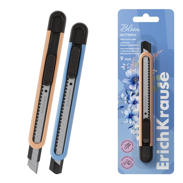 ErichKrause Butterfly Pastel Bloom Cuter con Fijador Automatico - Hoja de 9mm de Ancho - Colores Surtidos 1