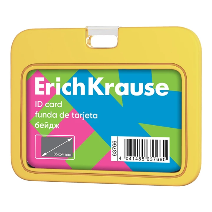 ErichKrause Neon Funda para Tarjeta - Orientacion Horizontal - Silicona - Formato 54x85mm - Color Amarillo 1