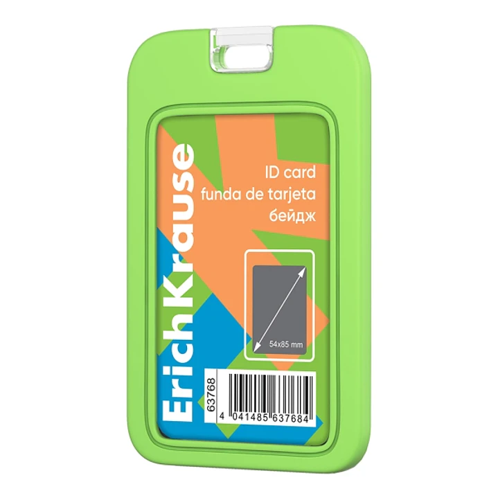 ErichKrause Neon Funda para Tarjeta - Orientacion Vertical - Silicona - Formato 54x85mm - Color Verde 1