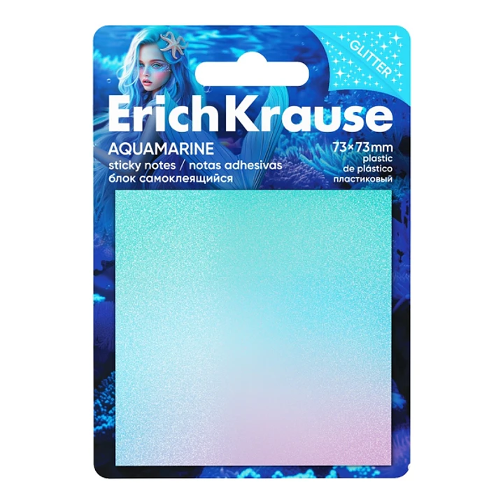 ErichKrause Aquamarine Bloc de 20 Notas Adhesivas Reposicionables - Plastico - 73x73mm - Pegamento a Base de Agua - Colores Surtidos 1