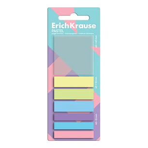 ErichKrause Pastel Pack de 7 Blocs de 20 Marcadores de Pagina - Reposicionables - Plastico - 3 Formatos Diferentes - Colores Surtidos