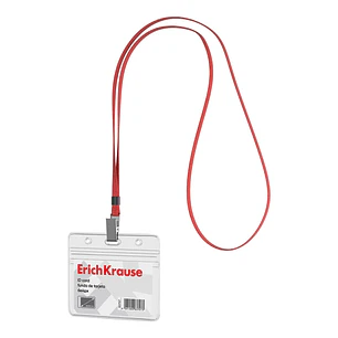 ErichKrause Funda para Tarjeta con Colgante - Orientacion Horizontal - PVC - Incluye Colgante Rojo - Formato 58X98mm - Color Transparente