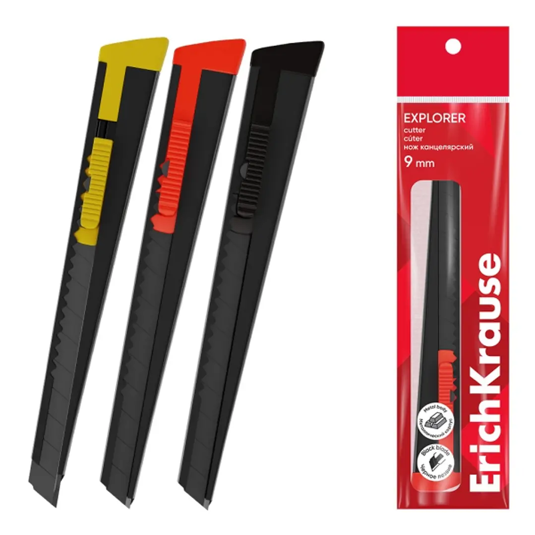 ErichKrause Explorer Cuter Metalico - Hoja de 9mm de Ancho - Colores Surtidos 1