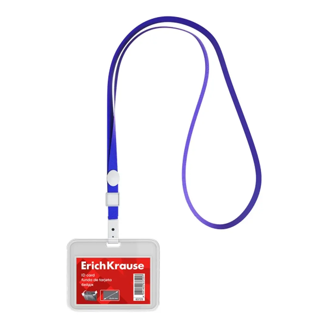 ErichKrause Funda para Tarjeta con Colgante - Orientacion Horizontal - Polipropileno - Incluye Colgante Azul - Formato 54x85mm - Color Transparente 1