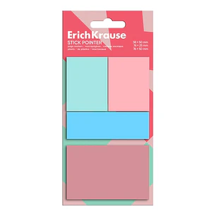 ErichKrause Pack de 4 Blocs de 20 Marcadores de Pagina - Reposicionables - Plastico - 3 Formatos Diferentes - Colores Surtidos