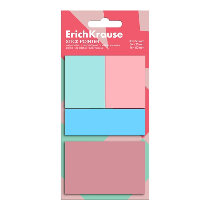 ErichKrause Pack de 4 Blocs de 20 Marcadores de Pagina - Reposicionables - Plastico - 3 Formatos Diferentes - Colores Surtidos 1