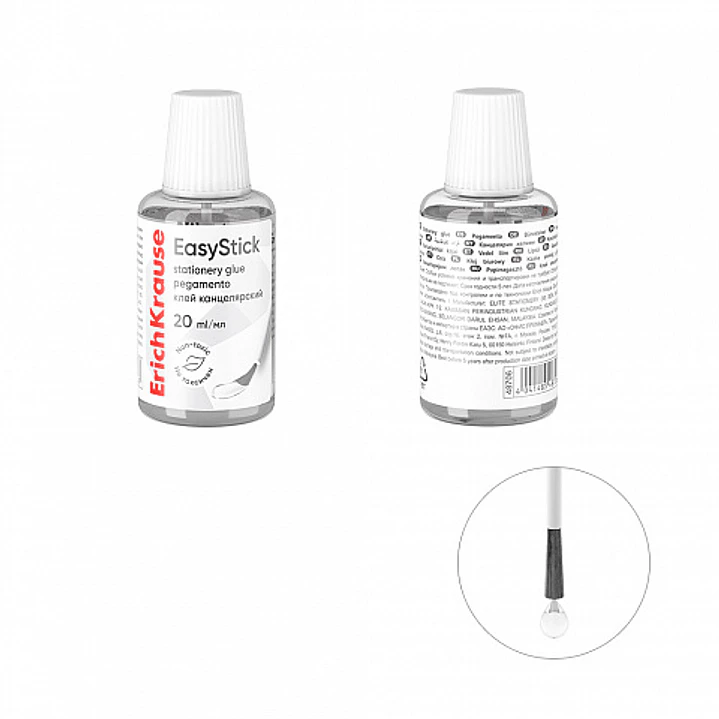 ErichKrause EasyStick Pegamento con Pincel - 20ml - No Toxico - sin Disolventes - Multisuperficie - Color Transparente 1