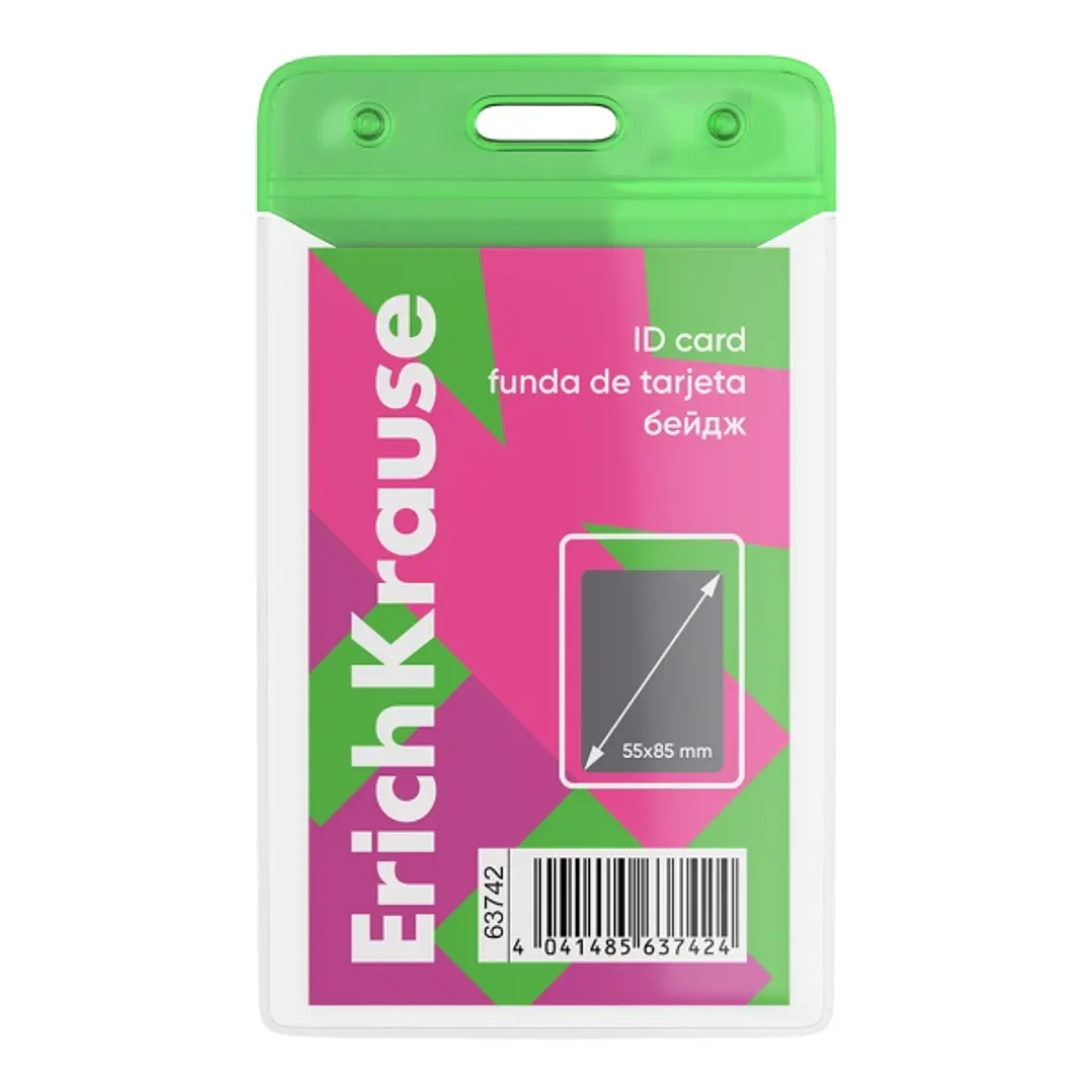 ErichKrause Neon Funda para Tarjeta - Orientacion Vertical - PVC - Formato 55X85mm - Color Verde 1