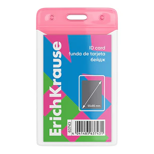ErichKrause Neon Funda para Tarjeta - Orientacion Vertical - PVC - Formato 55X85mm - Color Rosa