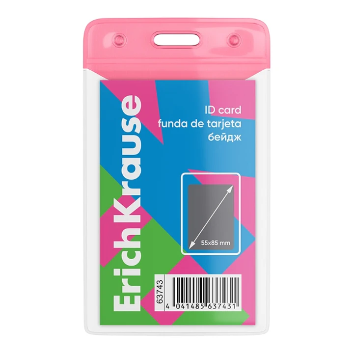ErichKrause Neon Funda para Tarjeta - Orientacion Vertical - PVC - Formato 55X85mm - Color Rosa 1