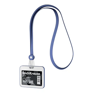 ErichKrause booklet Funda para Tarjeta con Colgante - Orientacion Horizontal - Silicona - Incluye Colgante - Formato 54x85mm - Color Azul/Blanco
