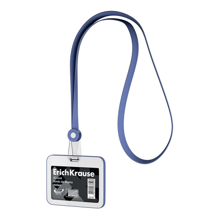 ErichKrause booklet Funda para Tarjeta con Colgante - Orientacion Horizontal - Silicona - Incluye Colgante - Formato 54x85mm - Color Azul/Blanco 1