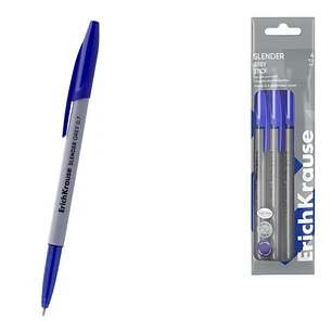 ErichKrause Slender Stick Grey Pack de 4 Boligrafos con Capuchon - Punta de Aguja 0.7mm - Cuerpo Opaco Gris - Trazo 0.26mm - Tinta de Baja Viscosidad 