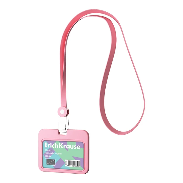 ErichKrause Pastel Funda para Tarjeta con Colgante - Orientacion Horizontal - Silicona - Incluye Colgante - Formato 54x85mm - Color Rosa 1