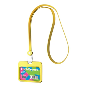 ErichKrause Neon Funda para Tarjeta con Colgante - Orientacion Horizontal - Silicona - Incluye Colgante - Formato 54x85mm - Color Amarillo