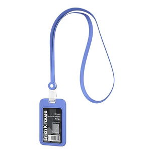 ErichKrause Funda para Tarjeta con Colgante - Orientacion Vertical - Silicona - Incluye Colgante de 12mm - Formato 54x85mm - Color Azul