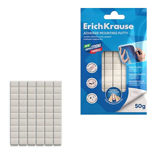 ErichKrause Masilla Adhesiva - 50 Gramos - Reutilizable - Facil de Retirar - Multisuperficie - Color Blanco