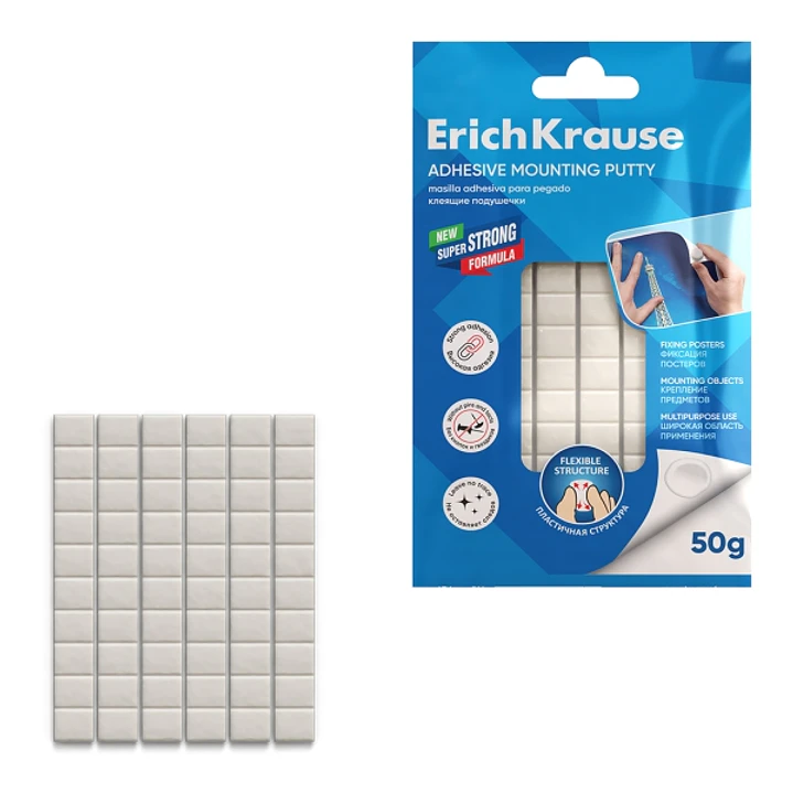 ErichKrause Masilla Adhesiva - 50 Gramos - Reutilizable - Facil de Retirar - Multisuperficie - Color Blanco 1