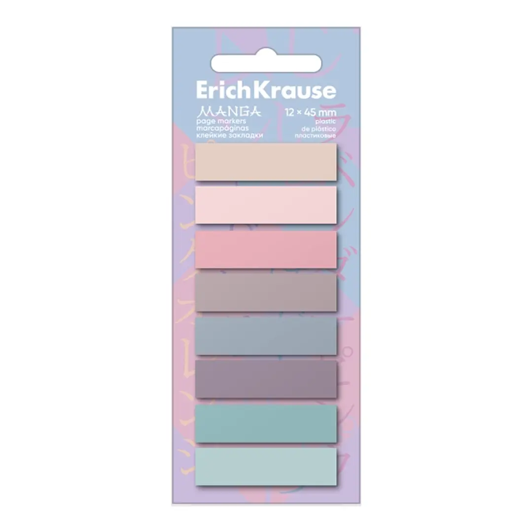 ErichKrause Manga Pack de 8 Blocs de 20 Marcadores de Pagina - Reposicionables - Plastico - 12x45mm - Colores Surtidos 1